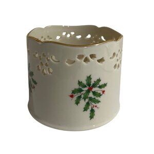 Lenox Holiday Wine Bottle Holder Porcelain With Gold Trim & Holly Design